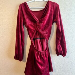 Ruby Velvet Romper with Open Back.